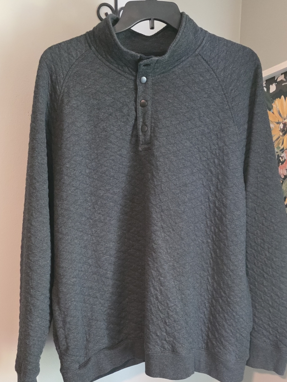 Goodfellow & Co Charcoal Quilted Henley Pullover Size XXL